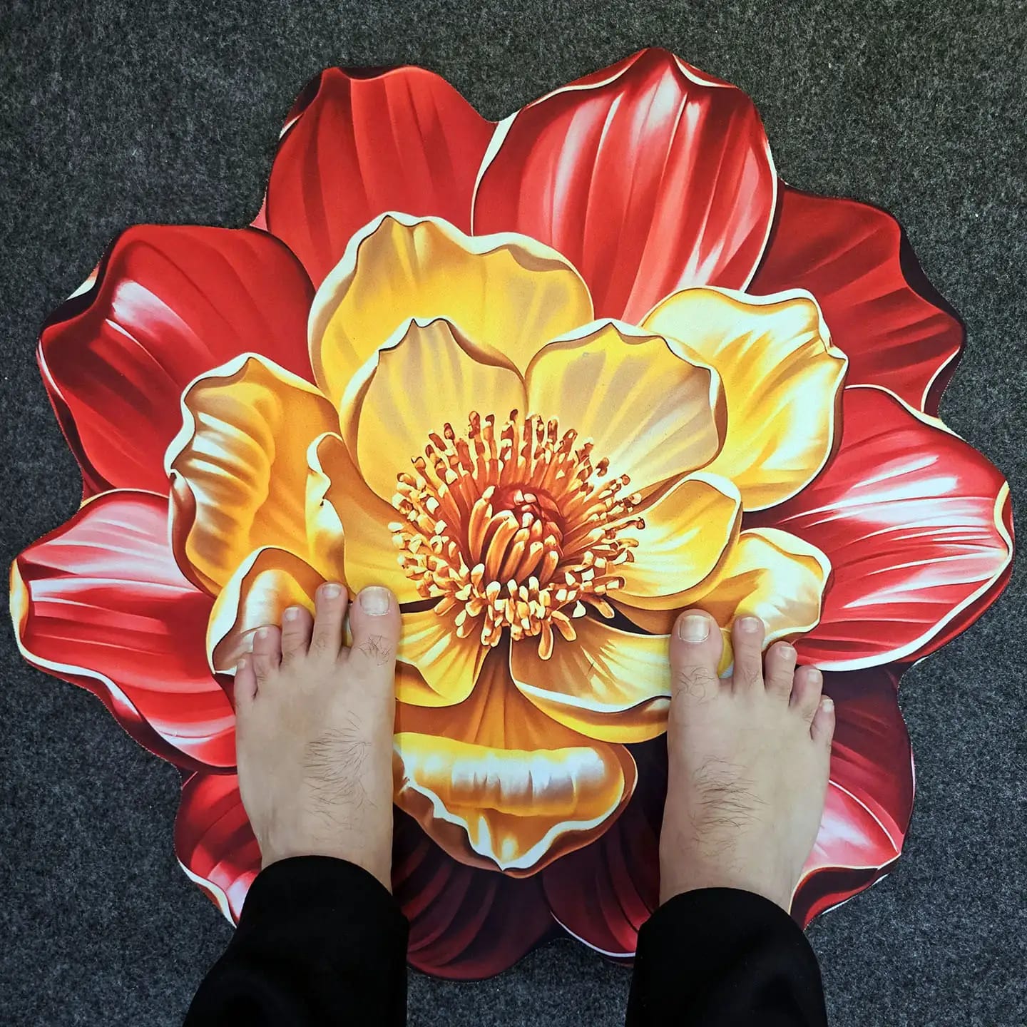 Premium Flower 3D Floor Mat Red