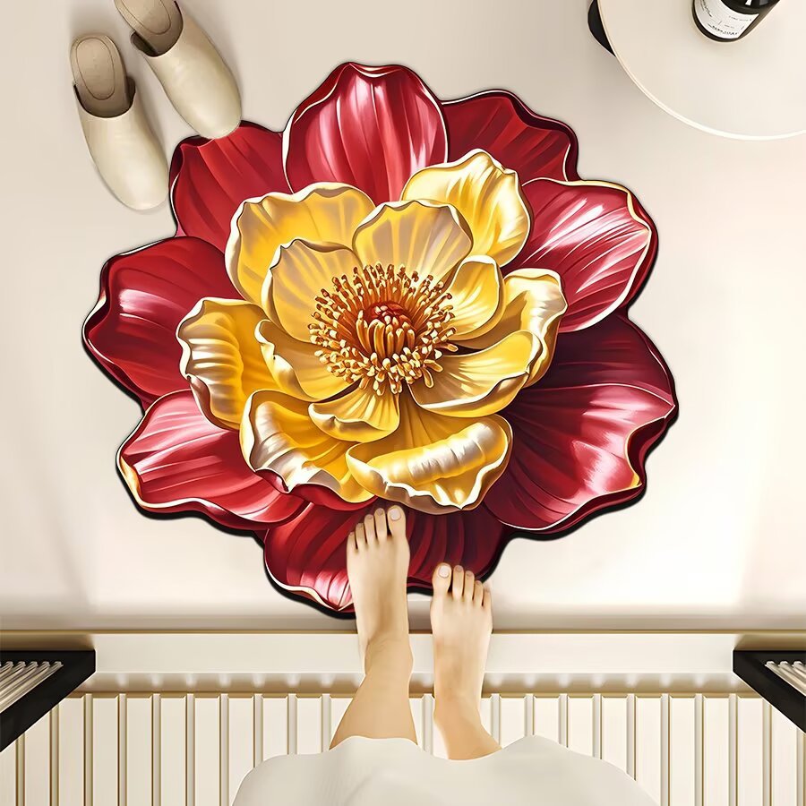 Premium Flower 3D Floor Mat Red